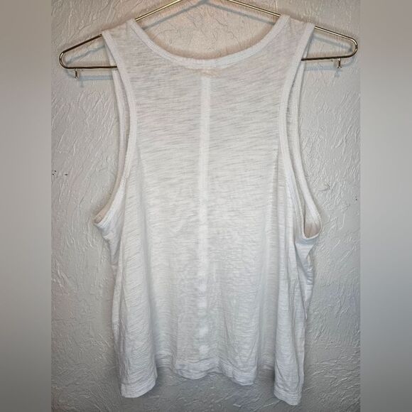 Athleta White Cotton Tank Top Small Sleeveless Scoop Neck Casual Minimalist - Picture 5 of 6